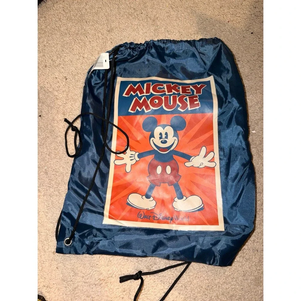 MICKEY MOUSE Disney World Disneyana Souvenir Backpack drawstring